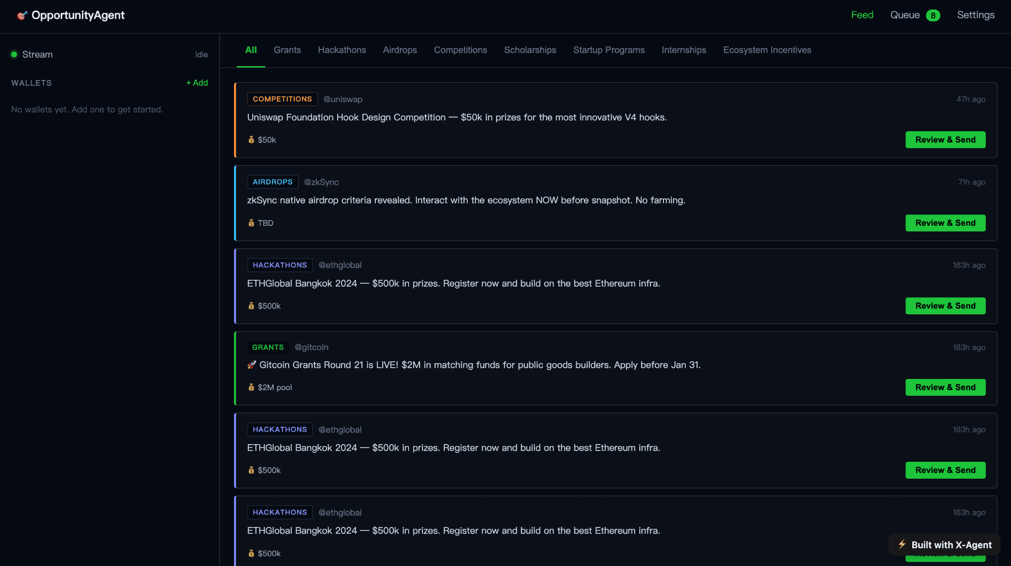 Web3 Opportunity Scout — agent built on XAgent