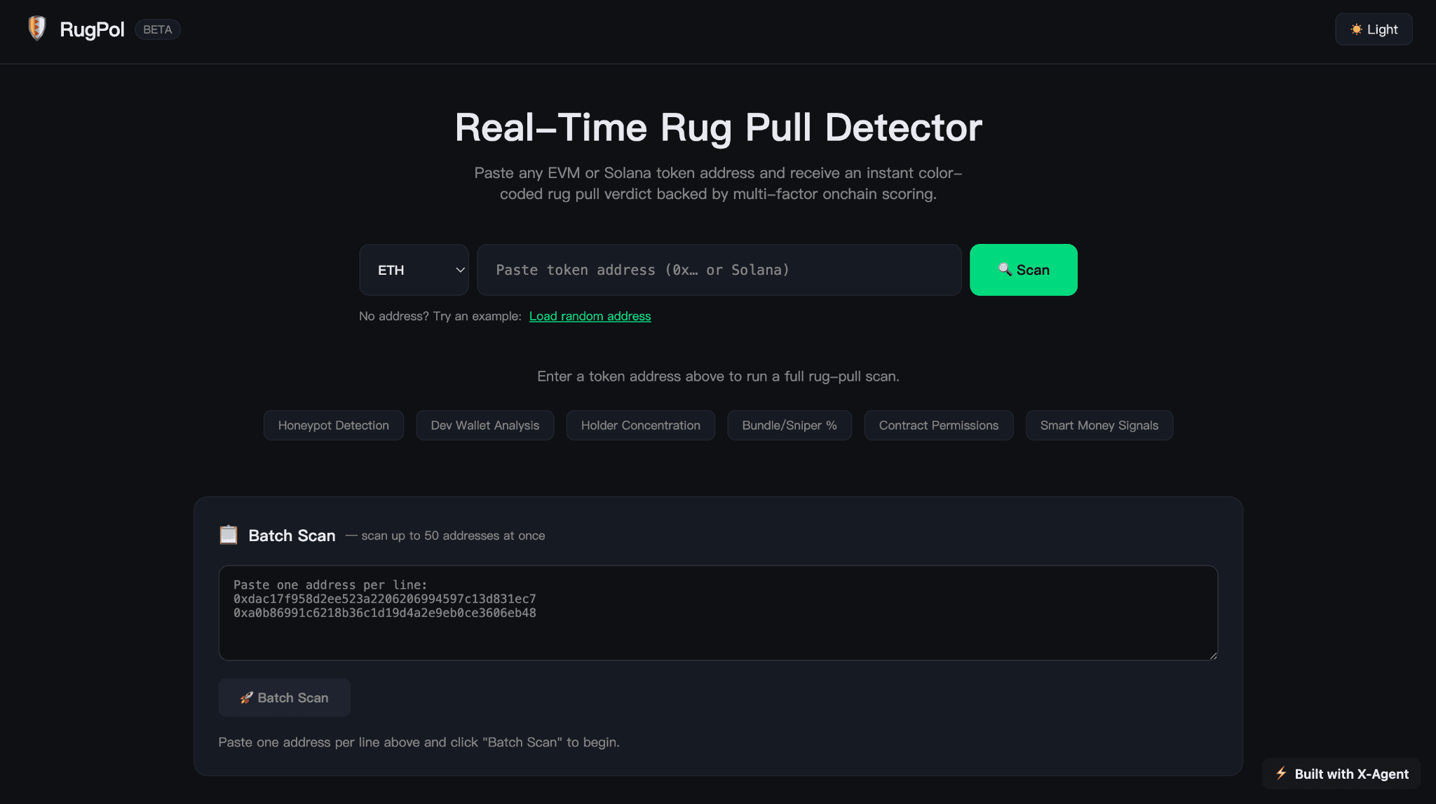 RugPol — agent built on XAgent